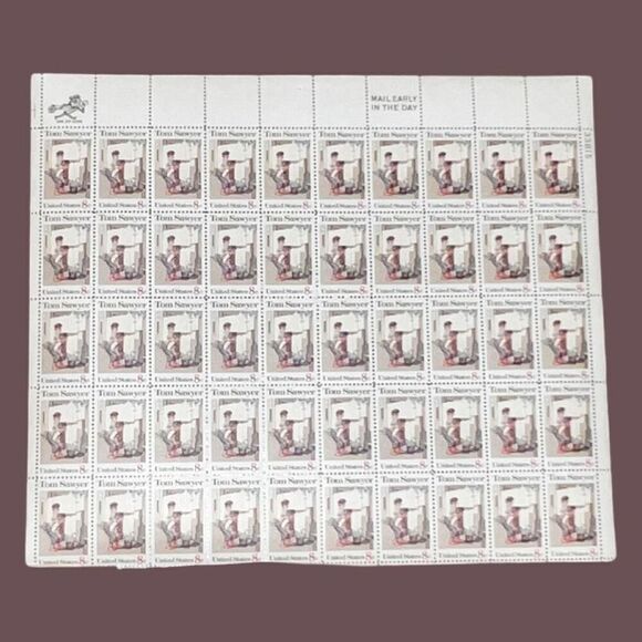 Vintage NMNH US Postage 8c SCOTT #1470 Tom Sawyer Sheet of 50 - Picture 2 of 3